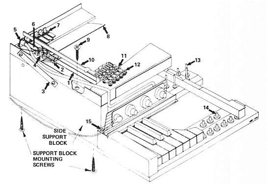 Rhodes Early Design Harp/Action Assembly - Cut-Away View